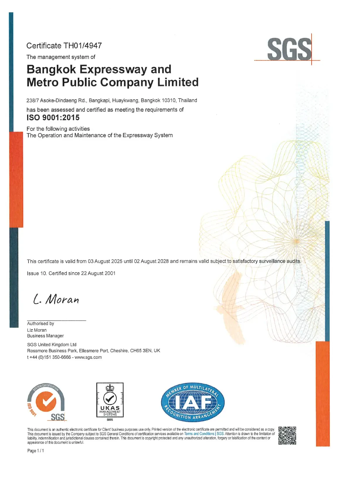 ISO 9001:2015 Expressway Business UKAS