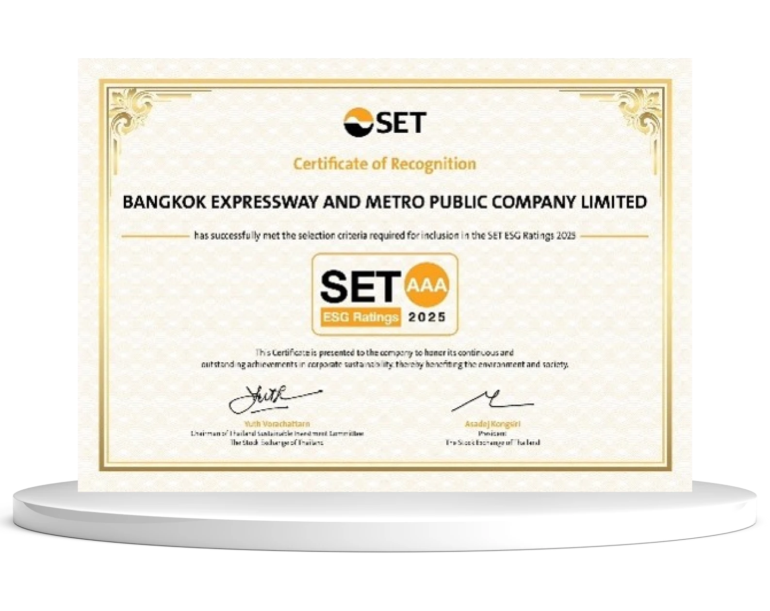 SET ESG Rating Assessment 2025